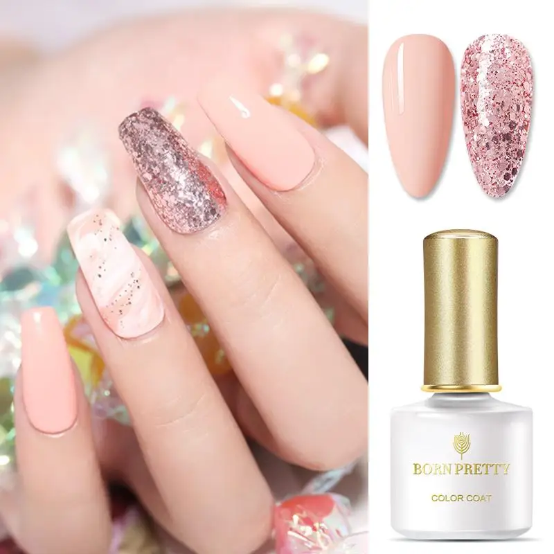 Лак для ногтей BORN PRETTY розовый искусственный 6 мл блестящий удаляемый
