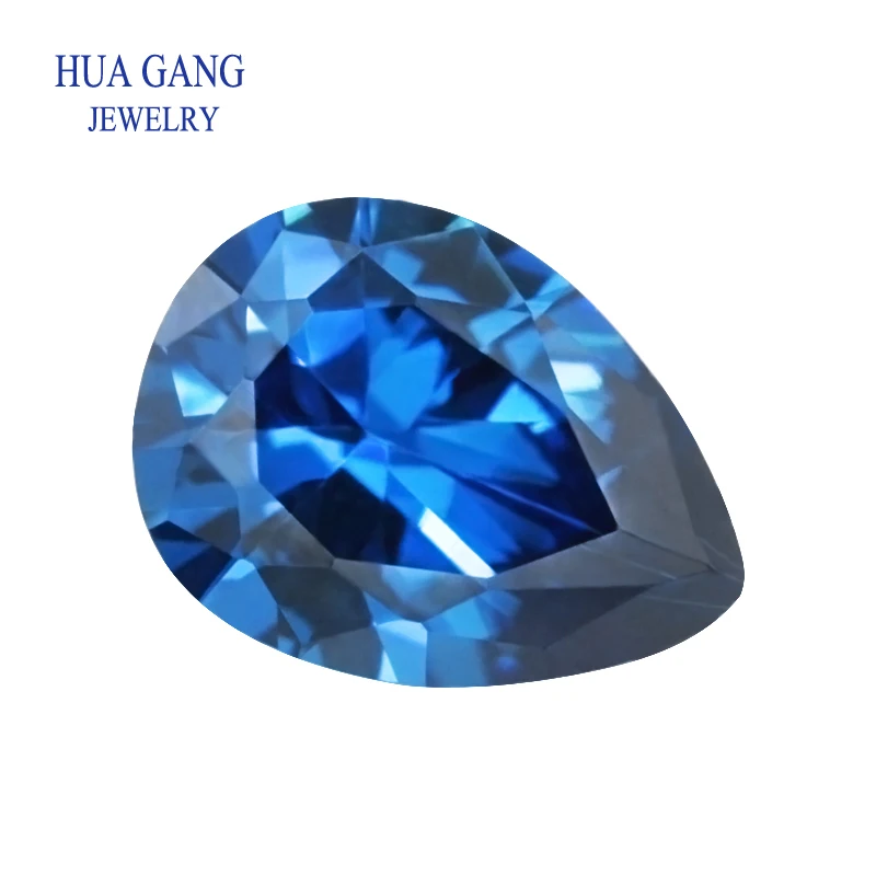 

Cubic Zirconia Stone Dark Sea Blue Pear Shape Brilliant Cut Loose CZ Stones Synthetic Gems Beads For Jewelry 2x3~13x18mm AAAAA