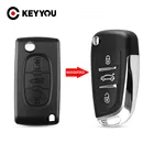 Модифицированная Трехкнопочная задняя крышка KEYYOU, необработанное лезвие без канавки CE0536 для PEUGEOT 207 307 308
