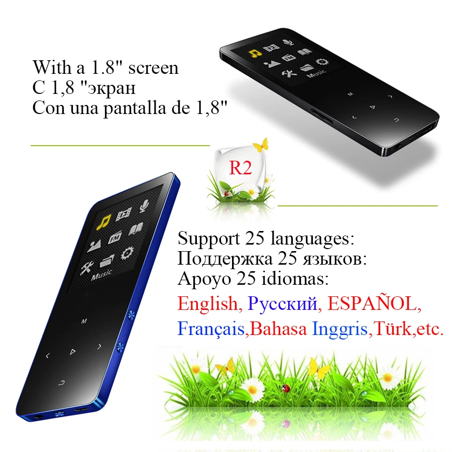 REDANT MP3 плеер с bluetooth и динамиком 1 8 сенсорный экран hi fi fm радио мини Спорт MP 3