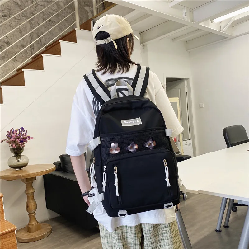 Cute Girly Fashion Backpack Waterproof Nylon Women Backpack Female Schoolbag Net Bag College Student Lovely Daily Backbag