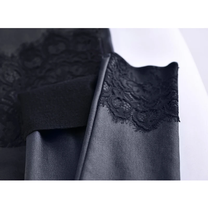 MICOCO K8850 Корейская версия черного кружевного коллажа растягивающееся стройное