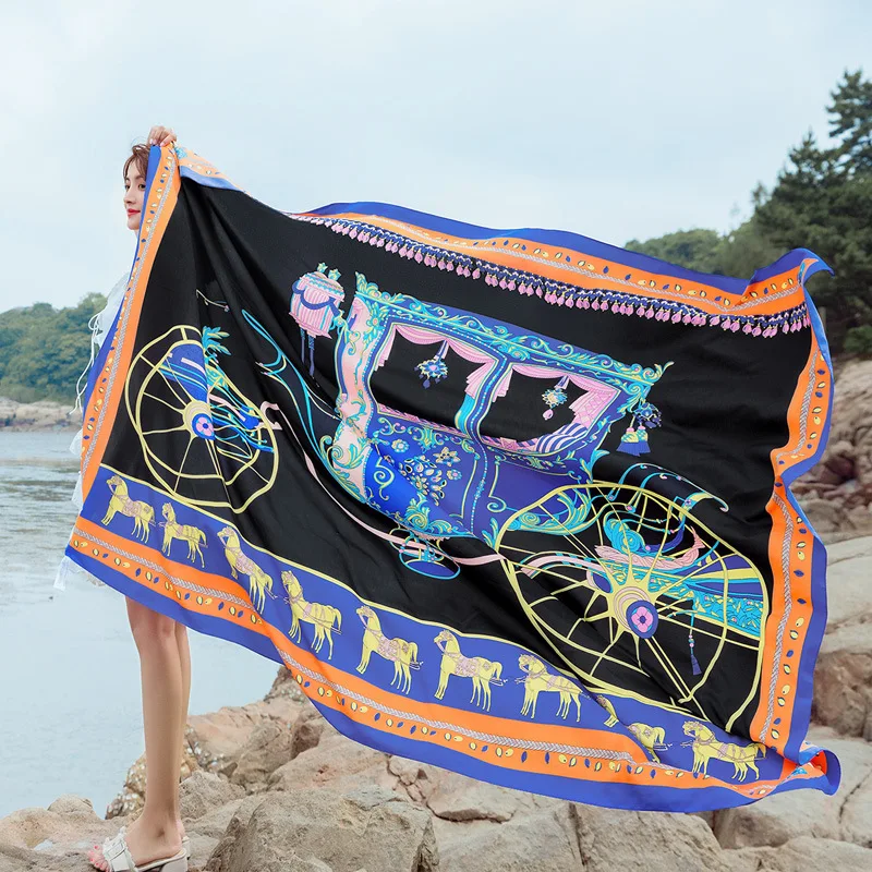 

Travel Beach Towels large Size Vintage Ethnic Style Scarf Women Sun Shade Retro Cotton Tapestry Pashmina Yoga 190x140cm