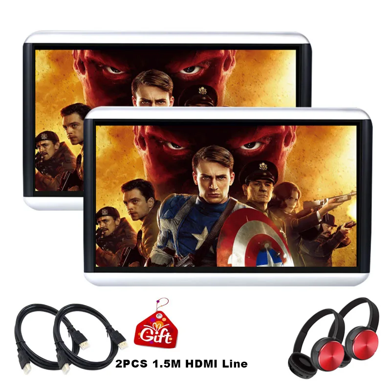 2 monitor 2 headset 10,1 дюймов Android 8,1 4K 1080P 1920*1200 Автомобильный подголовник монитор сенсорный экран wifi/Bluetooth/USB/SD/HDMI/FM/Mirroring/Miracast - Цвет: 2 monitor 2 headset