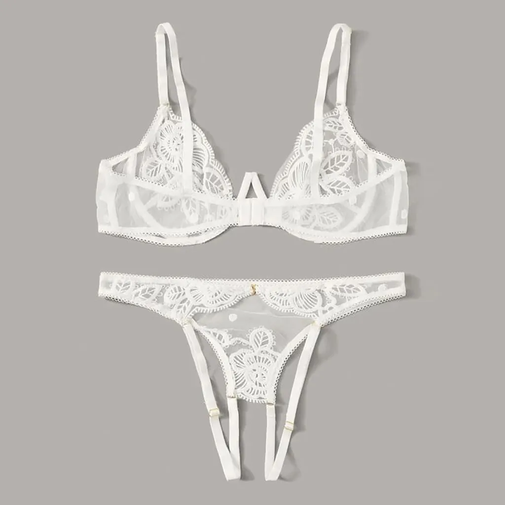 

Sexy Babydoll Erotic Lingerie Feminina Floral Lace Sexy Underwear Set Push Up Porno Bra Crotchless Briefs Sexy Lenceria Mujer