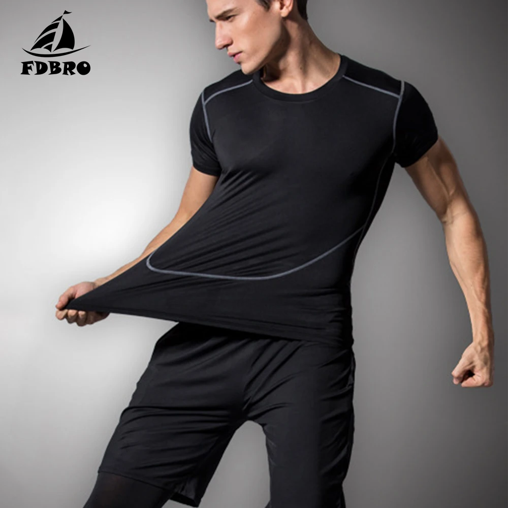 Рубашка FDBRO для тренажерного зала одежда тренировок мужской компрессионный