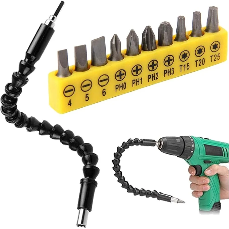 

295mm Flexible Drill Bit Shaft Extension Screwdriver Connectors Set