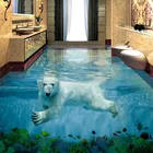 Самоклеящиеся обои для пола, ПВХ, 3D обои с изображением полярного медведя, подводный мир, 3D наклейки для пола для детской комнаты