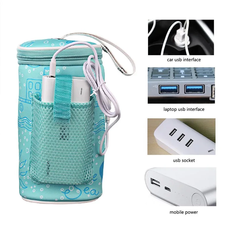 IMBABY USB Baby Bottle Warmer Heater Insulated Bag Car Heaters Drink Warm Milk Thermostat Food Pouch | Мать и ребенок