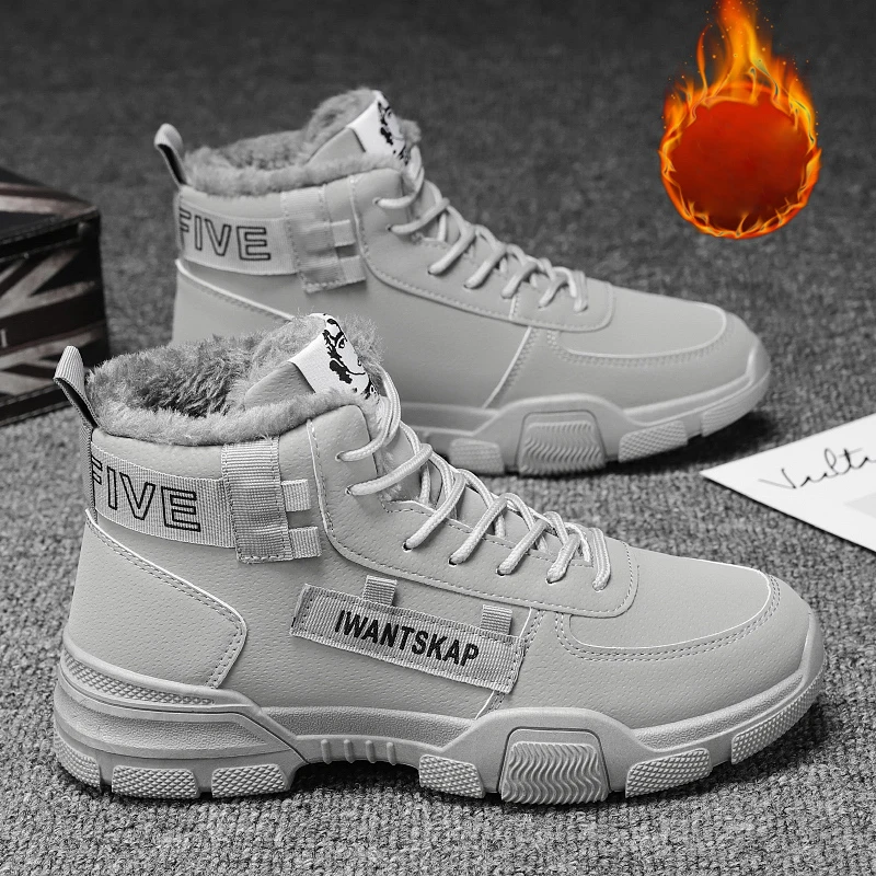 

Мужские ботинки, теплые зимние ботинки для мужчин, Рабочая обувь, плюшевая Водонепроницаемая Мужская защитная обувь до щиколотки