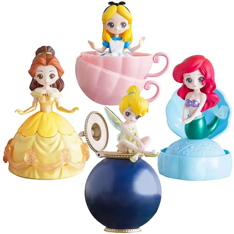 Kawaii Disney Princess Capsule Toys Figure Snow White Ariel Action Figurine Alice Anna Exquisite Doll Girls Toys Gifts Gacha Toy