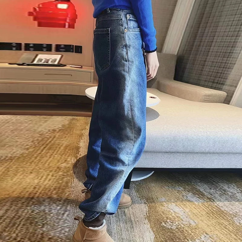 

TWOTWINSTYLE Casual Denim Harem Pants For Women High Waist Loose Patchwork Jeans Female Fashion New Clothing 2021 Spring Tide