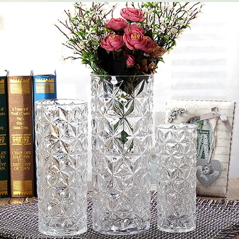 

Vase rich bamboo lily flower arrangement color vase transparent thickened glass vase European living room decoration