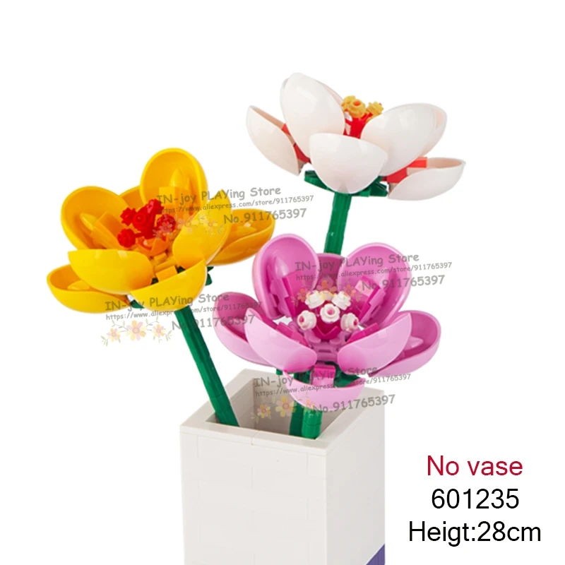 3 шт./лот строительные блоки: цветы розы камелиас хризантемы минималистичные