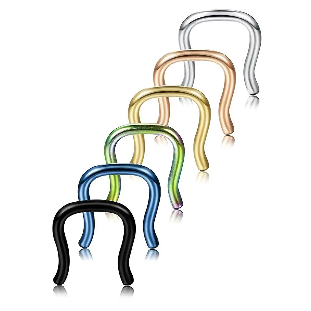 Кольцо для носовой перегородки из хирургической стали 316L 6 шт. 1/1 2/1 мм|Украшения