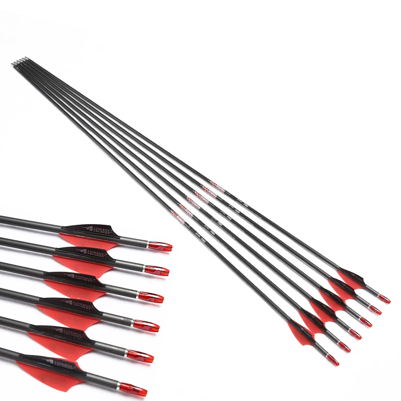 Стрельба из лука 12 шт. SP400 1000 30 ''ID4.2 карбоновые стрелы 1 75'' Vanes Pin Nock 80gr стрелка