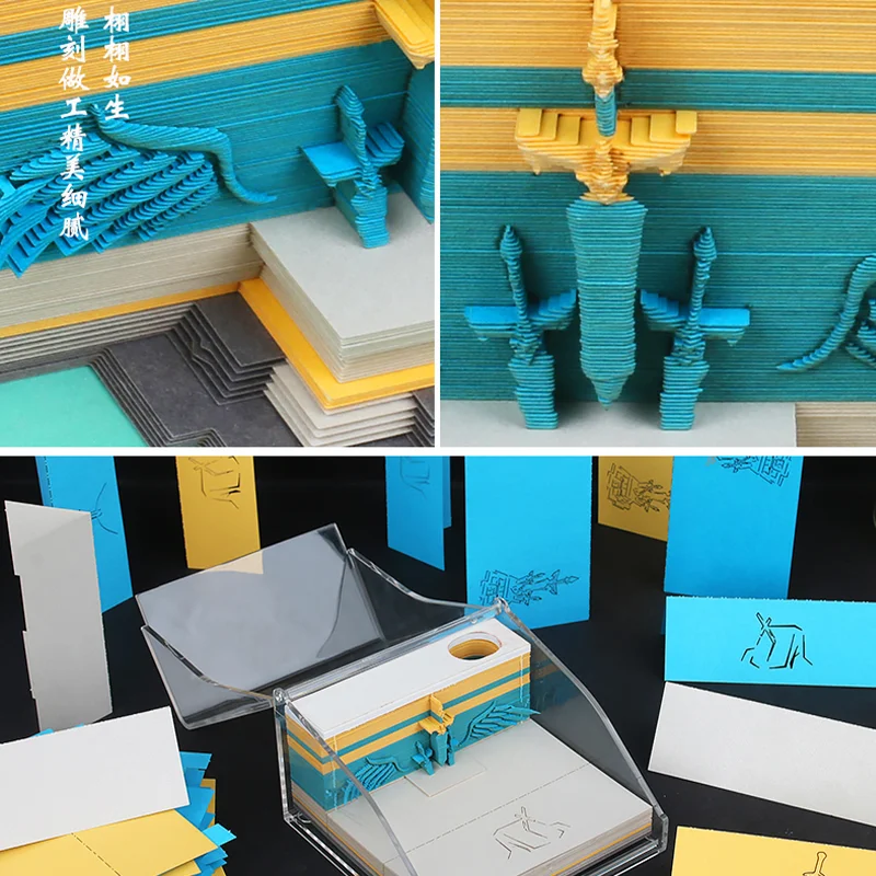 

Block 3D Memo Pads Novelty Gift Box Paper Art Handmade Convenience Sticky Note Pad