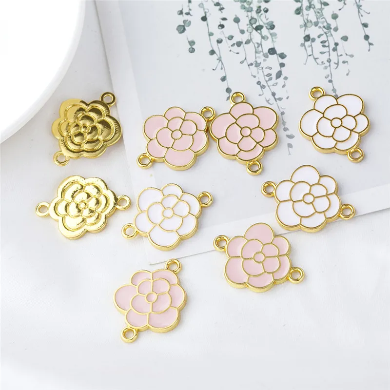 10 шт./лот эмалевые подвески в виде цветов шармы из сплава для изготовления