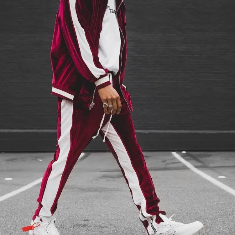 2021 Casual Men's Suit Fashion Gold Velvet Sweatshirt Slim Pants Sweatsuit  Men's Two-Piece Set  Tracksuit Men Designer Clothes