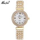 MISSFOX женские часы с жемчугом из нержавеющей стали ремешок водонепроницаемые и ударопрочные женские модные стразы Роскошные наручные часы 2300