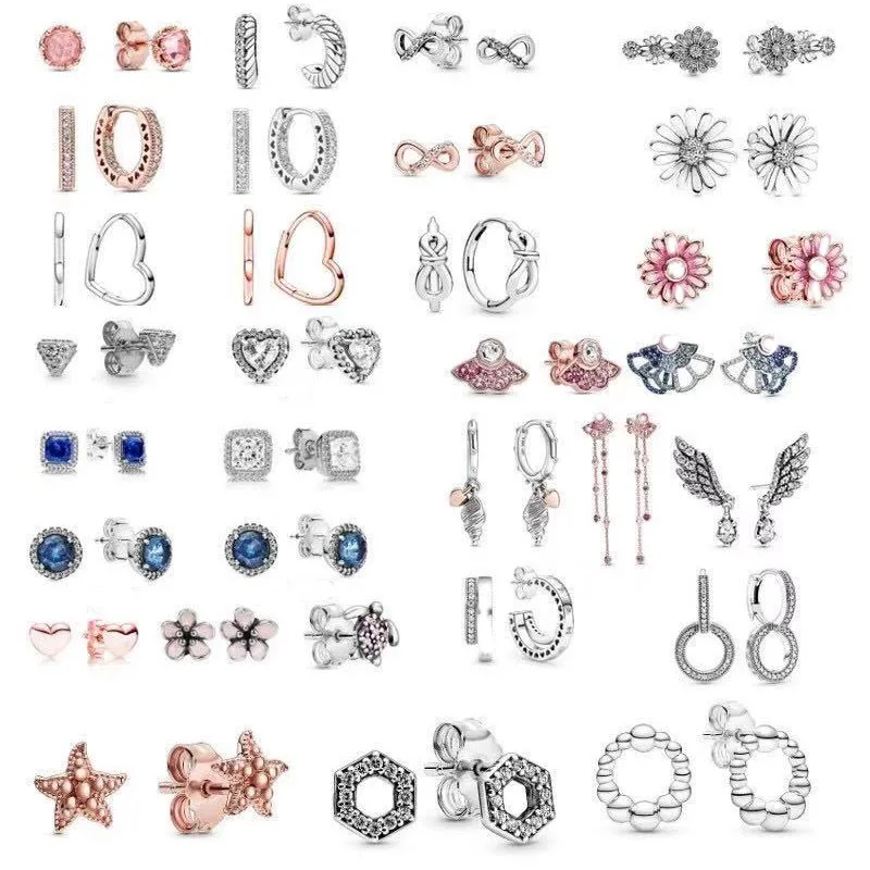 

100% Real 925 Sterling Silver Twist Of Fate Ear Studs Earrings Clear CZ For Women Lady Authentic Original Jewelry Gift