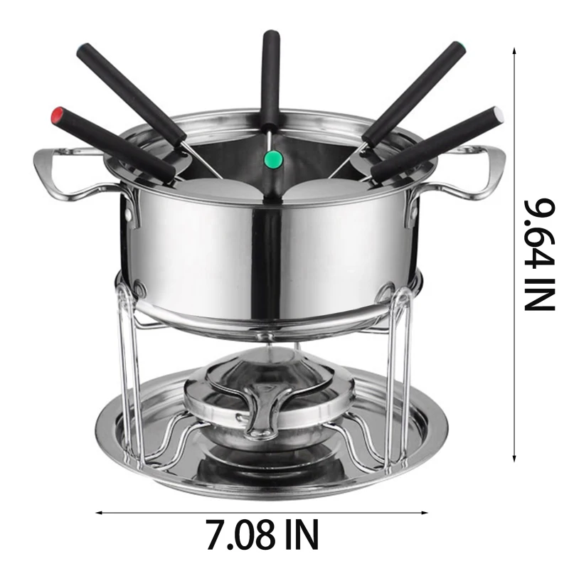 

10Pcs Set Stainless Steel Melting Furnace Ice Cream Melting Pot Cheese Fondue Kitchen Accessories