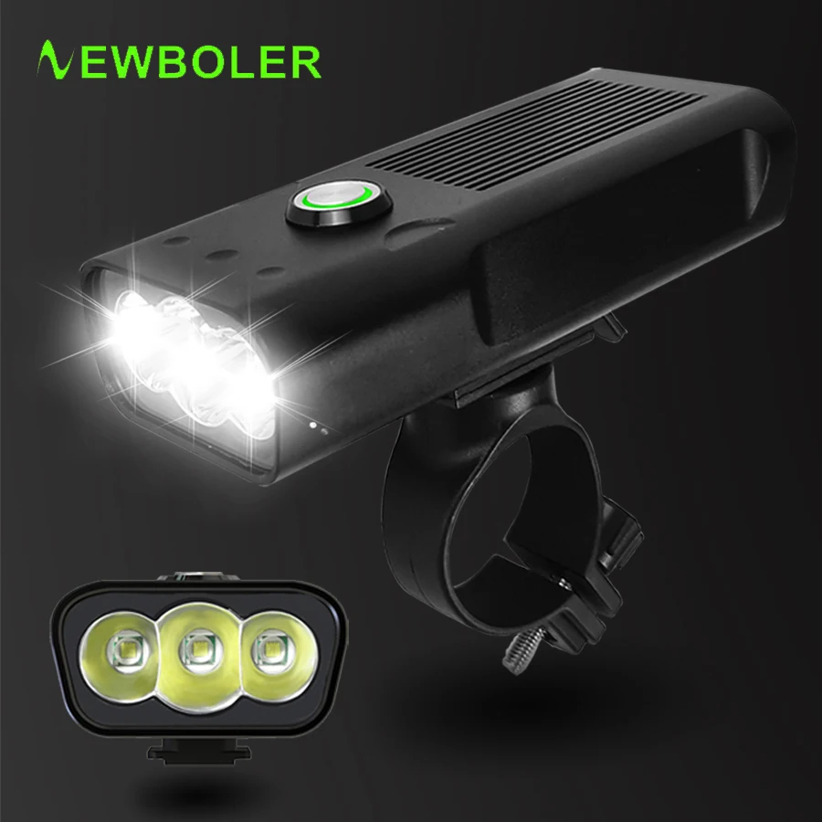 NEWBOLER Встроенный 5200 мАч велосипедный светильник T6 USB Перезаряжаемый внешний