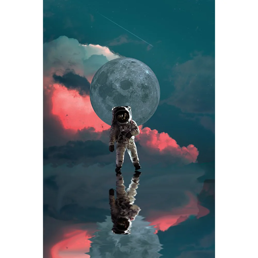 

KAMY YI Boutique Astronaut Starry Sky Reflection Diamond Painting Modern Home Decoration Art Painting Nordic Picture Life