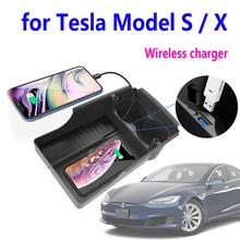for Tesla Model s x car wireless charger T-box mobile phone wireless charging board with water cup holder Tesla Accessories