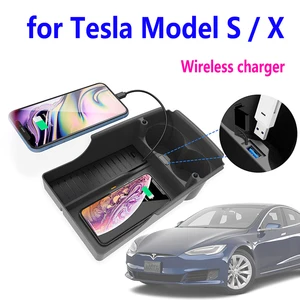 for tesla model s x car wireless charger t box mobile phone wireless charging board with water cup holder tesla accessories free global shipping