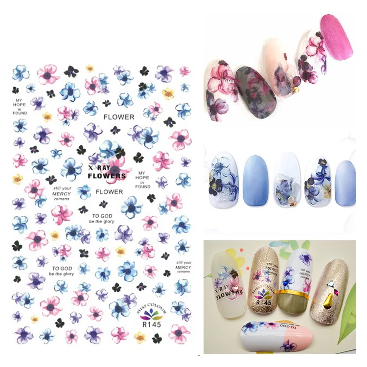 

3D Nail Sticker Flower Pattern Nail Art Decorations Slider Foil Decals Stickers for Nails Manicure Accessories