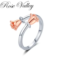 rose valley rose flower rings for women opening ring size adjustable fashion jewelry girls birthday gifts