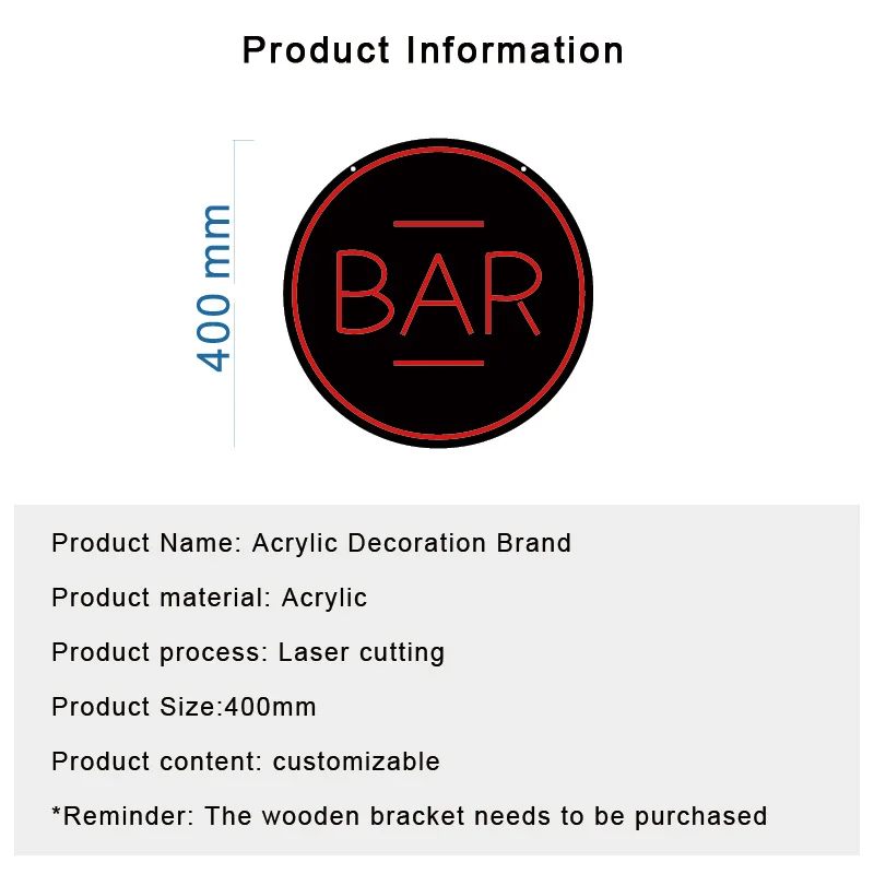 

Bright Decorative Board Bar Lamp Plaques Modern Style Custom Name Wall Sticker Wedding Sign BAR Board Acrylic Decoration Brand