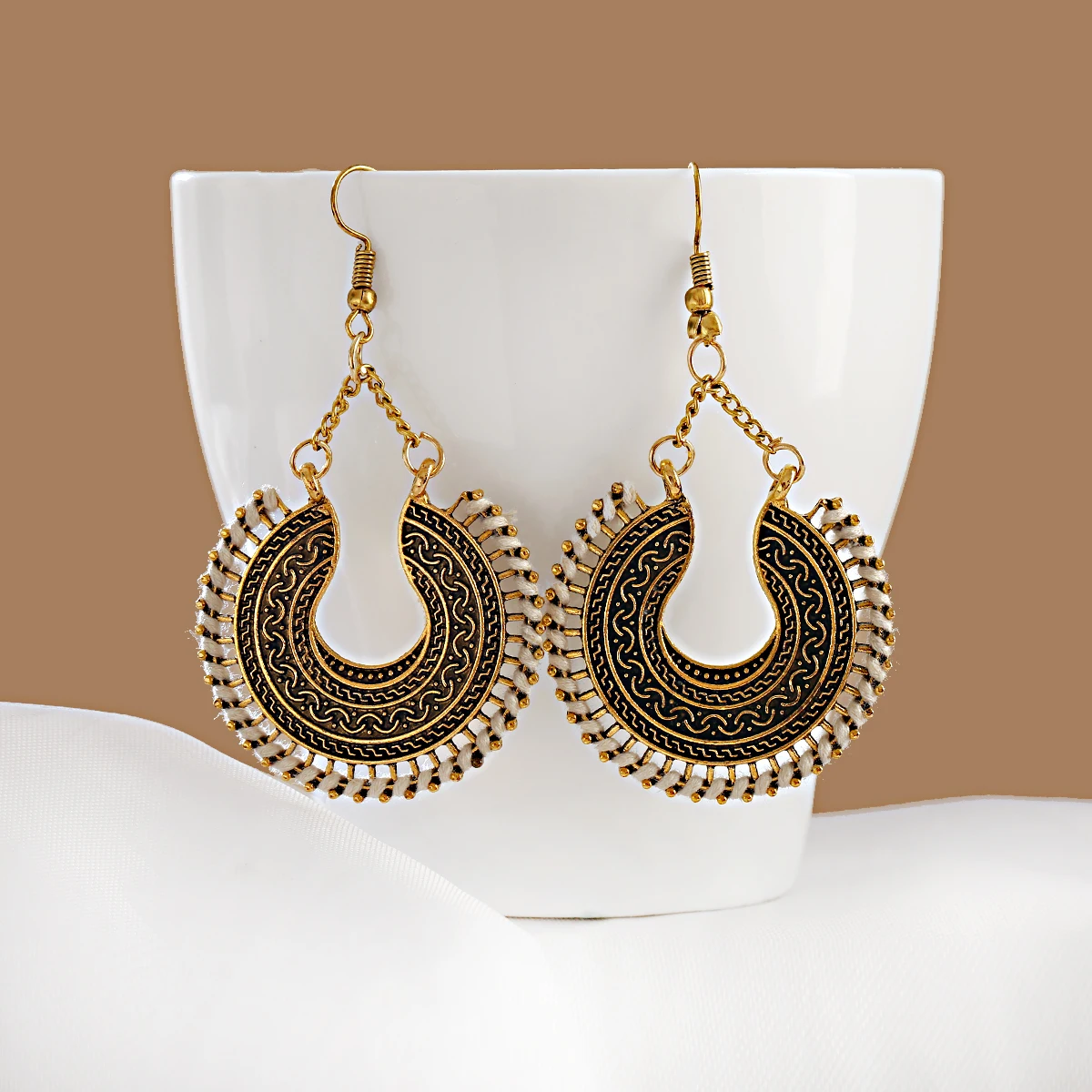 Фото Индийские ювелирные изделия Jhumka, Винтажные серьги-кисточки в стиле бохо, античные этнические посеребренные висячие серьги-подвески для жен... №3