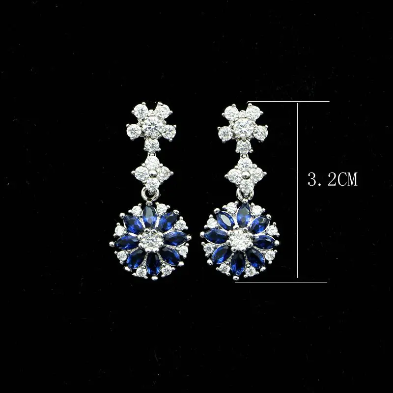 Модные длинные серьги из стерлингового серебра 925 пробы с голубым камнем и белым