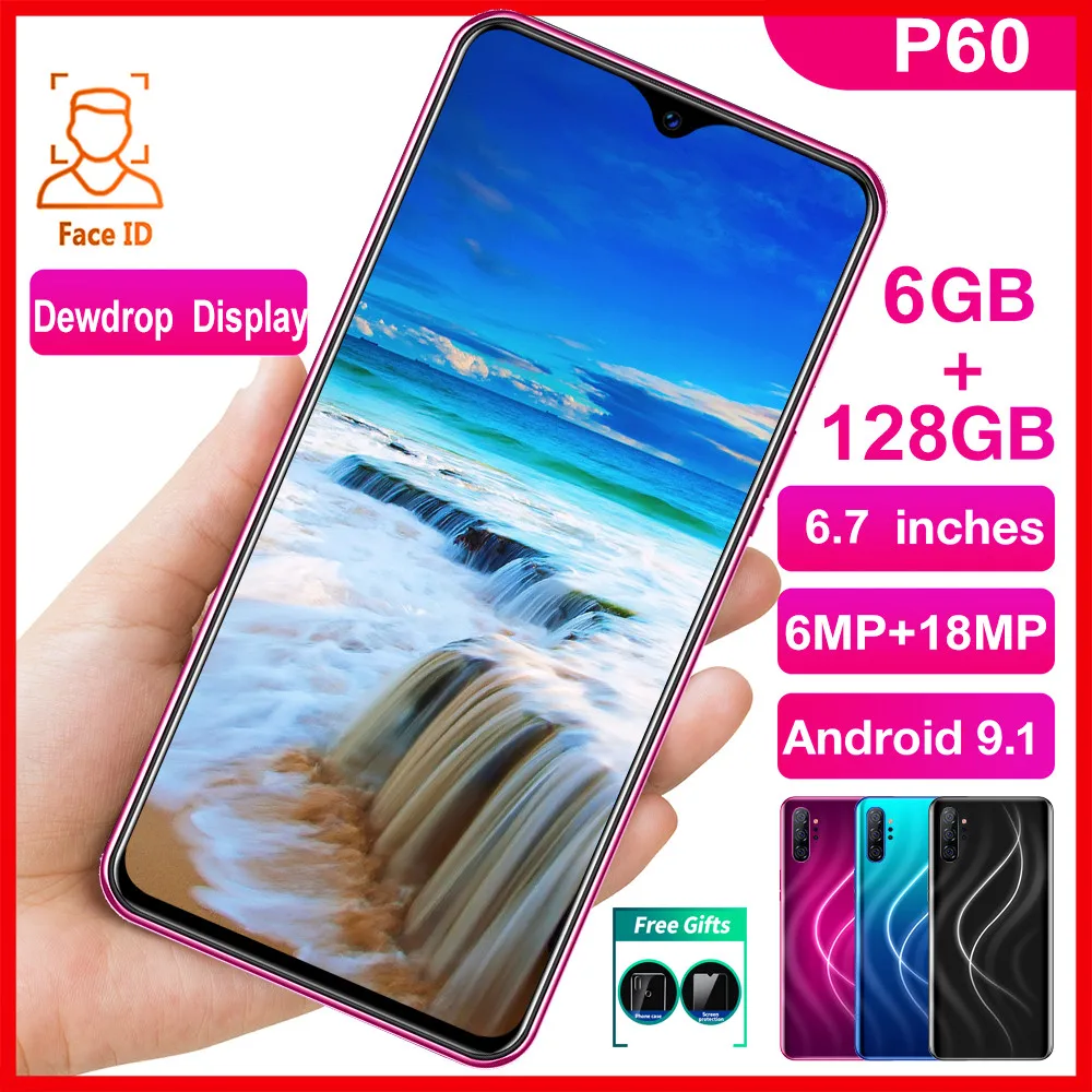 Смартфон P60 3G MTK6595 6 7 дюймовый HD мобильный телефон 720*1560 разблокированный смартфон
