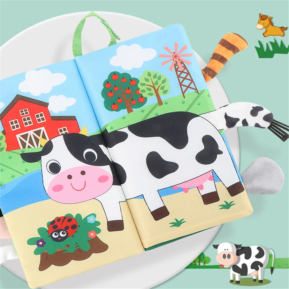 Infant Baby Book Educational Toys 3D Animal Tail Cloth Soft Books for Newborns Montessori | Игрушки и хобби