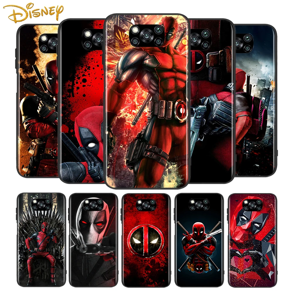Силиконовый мягкий черный чехол для телефона Дэдпул Marvel Xiaomi Poco X3 NFC X2 M3 M2 F2 F3 Pro C3 F1