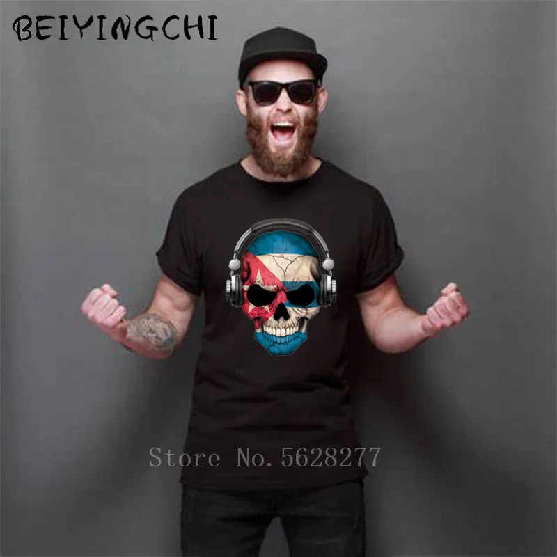 Техно рейв череп кубинский флаг футболка дом Dj Клубная танцевальная ретро любовь