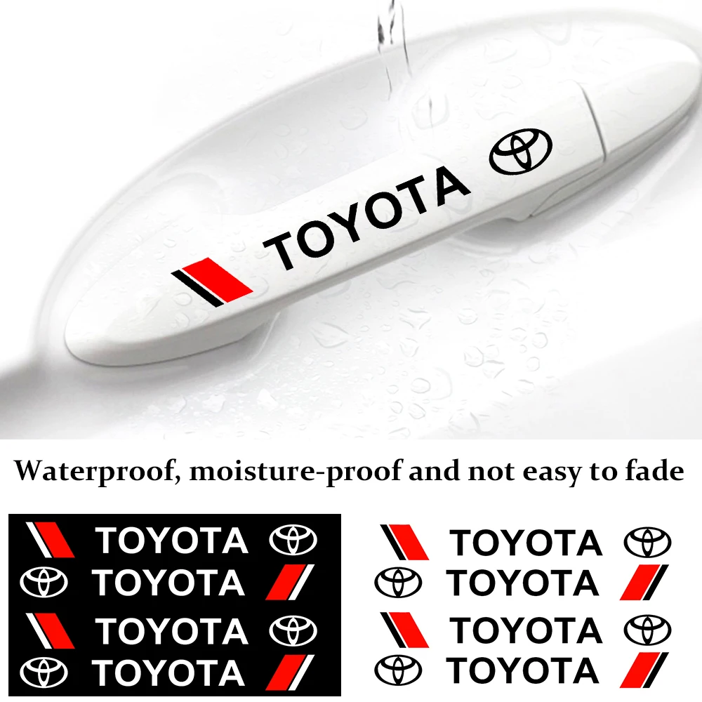 

4PCS Car Door Handle Sticker Rear View Mirror Sticker with Logo Stickers For Toyota Corolla Camry Rav4 Yaris Auris Avensis Prius
