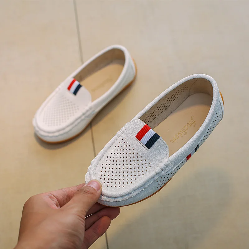 Summer Mesh Leather Shoes for Boys 2020 Slip on Children's Shoe Antiskid Flat Heel Girls Sneakers Student New Baby B01202 | Детская