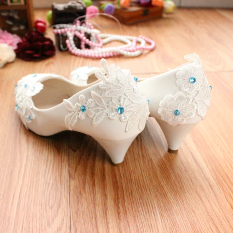 Кружевные свадебные туфли ручной работы невесты белые для модная обувь | Обувь