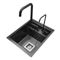 nano black hidden kitchen sink single slot 304 stainless steel kitchen washbasin platform invisible sink for bar infront window