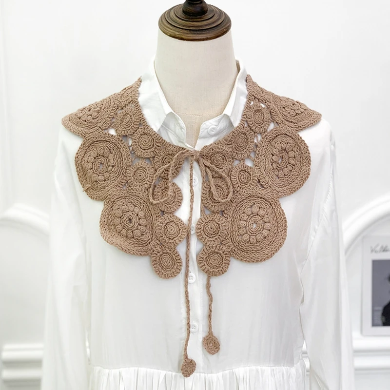 Винтажная вязаная крючком шаль шарф с круглым узором однотонная декоративная
