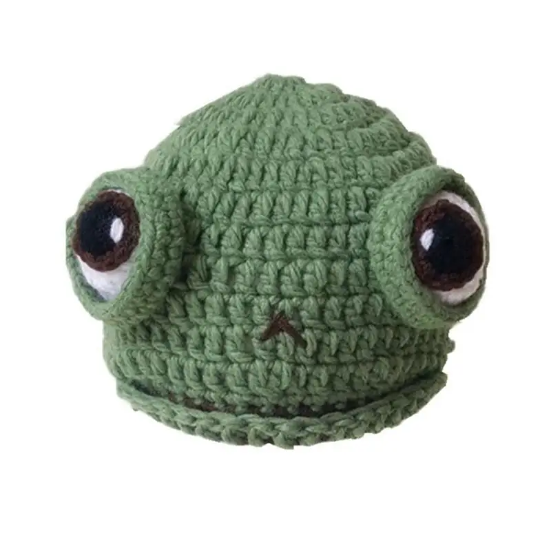

Cute Frog Hat For Kids Knitted Crochet Beanie Hats Winter Autumn Cartoon Animals Cap Cosplay Costume Prop Party Photo Props
