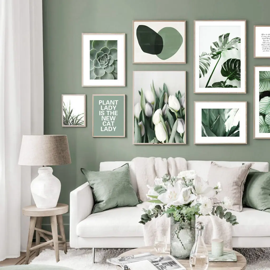 

Abstract green plants nature Leaves Landscape Nordic Posters and Writing Prints Wall Tulips succulents aloe Art Canvas Bohemia