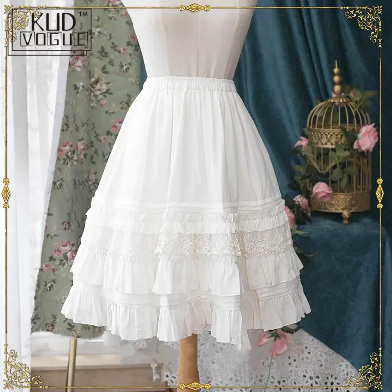 Женская длинная кружевная юбка с многослойными оборками черная или бежевая