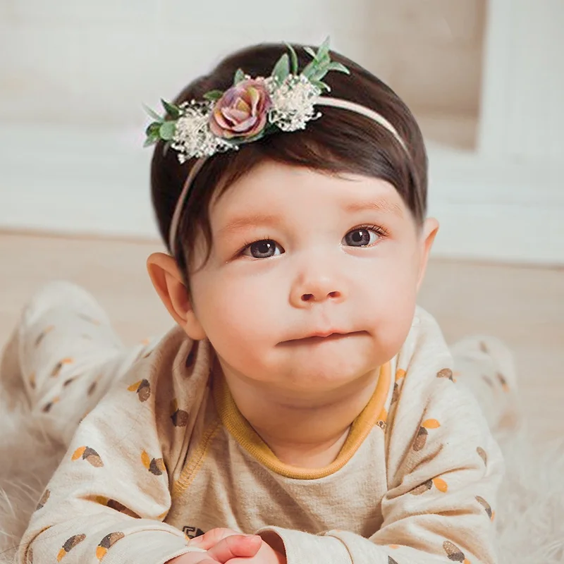 Одежда для маленьких девочек повязка на голову нейлоновые Цветы Аксессуары