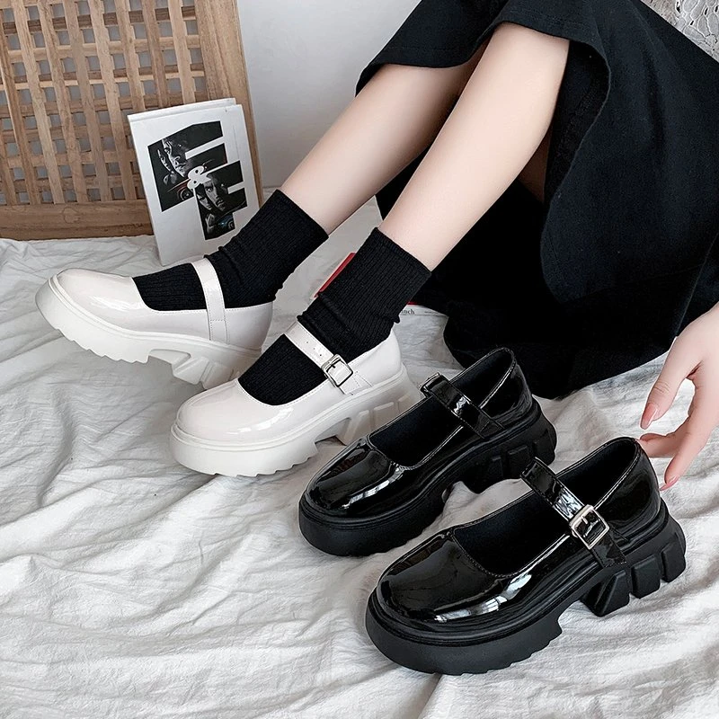 

Lucyever Thick Platform Mary Janes Shoes Women Round Toe Buckle Square Heels Pumps Woman Japanese Sweet Lovely Lolita Shoes