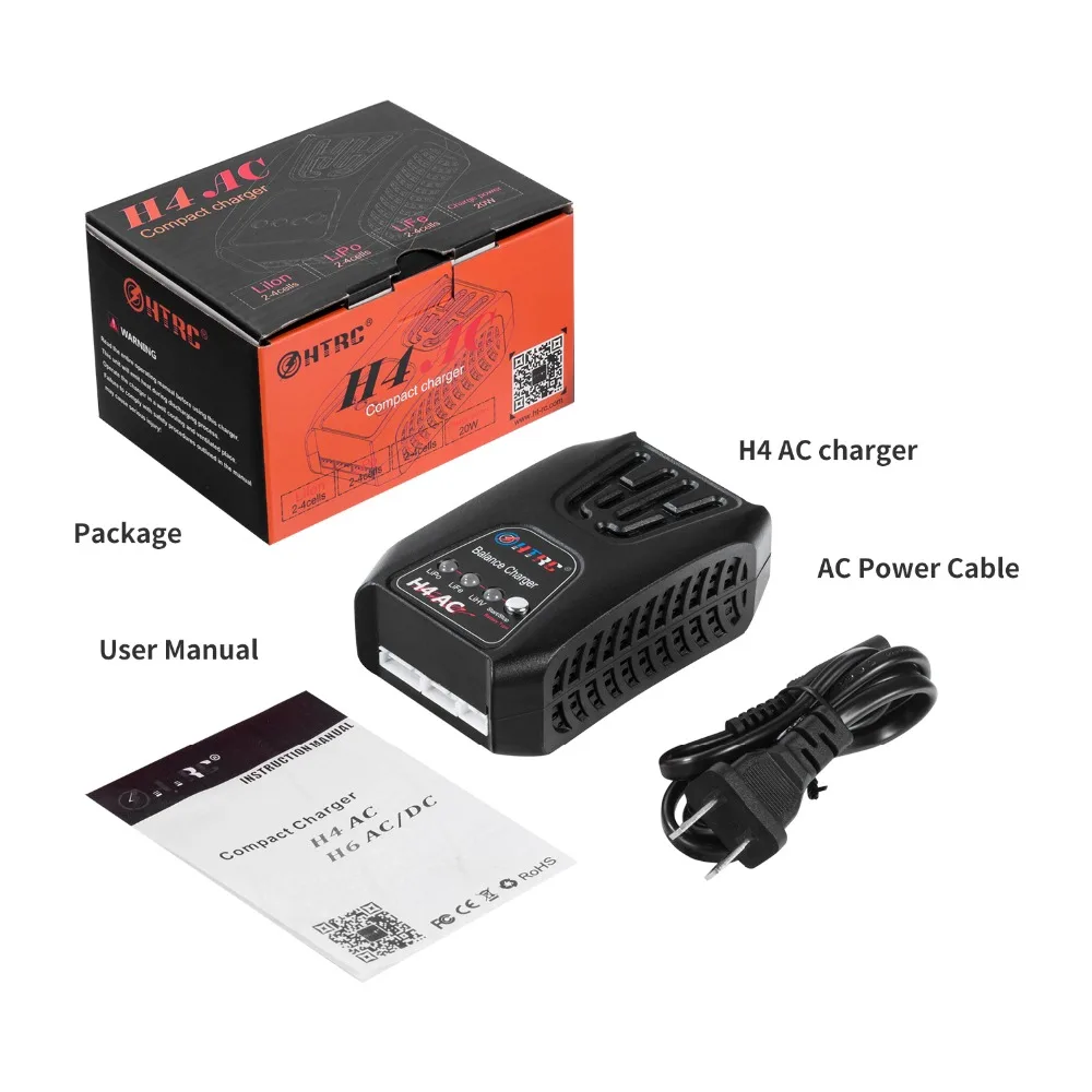 HTRC 20 Вт 2A мини зарядное устройство H4AC для 2 4s Lipo/LiFe/LiHV батарея карманный тип RC